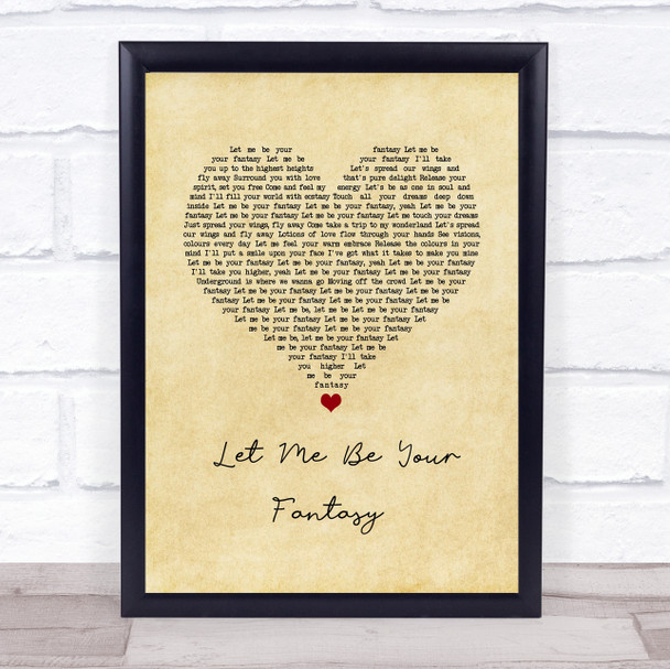 Baby D Let Me Be Your Fantasy Vintage Heart Song Lyric Wall Art Print