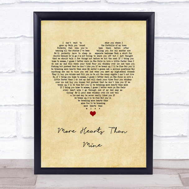 Ingrid Andress More Hearts Than Mine Vintage Heart Song Lyric Wall Art Print