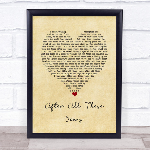 Journey After All These Years Vintage Heart Song Lyric Wall Art Print