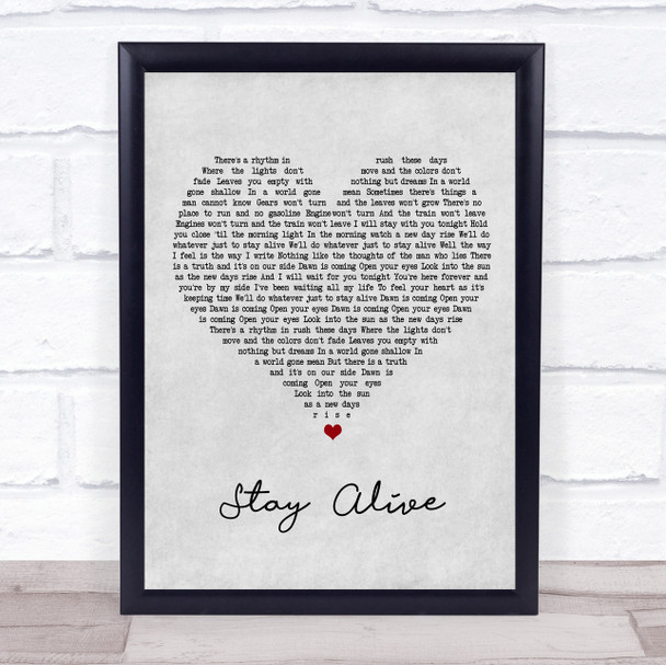 José González Stay Alive Grey Heart Song Lyric Music Wall Art Print