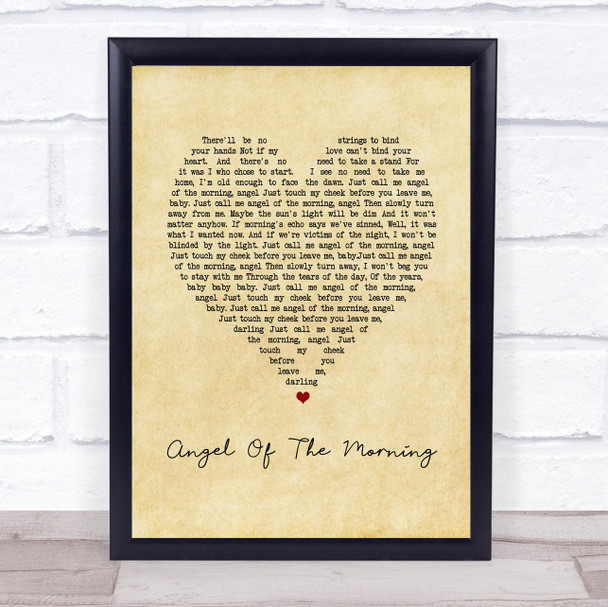 Juice Newton Angel Of The Morning Vintage Heart Song Lyric Wall Art Print