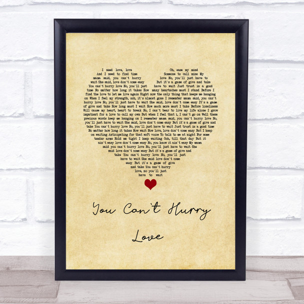 Phil Collins You Can`t Hurry Love Vintage Heart Song Lyric Wall Art Print