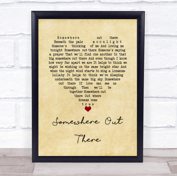 James Ingram Somewhere Out There Vintage Heart Song Lyric Wall Art Print