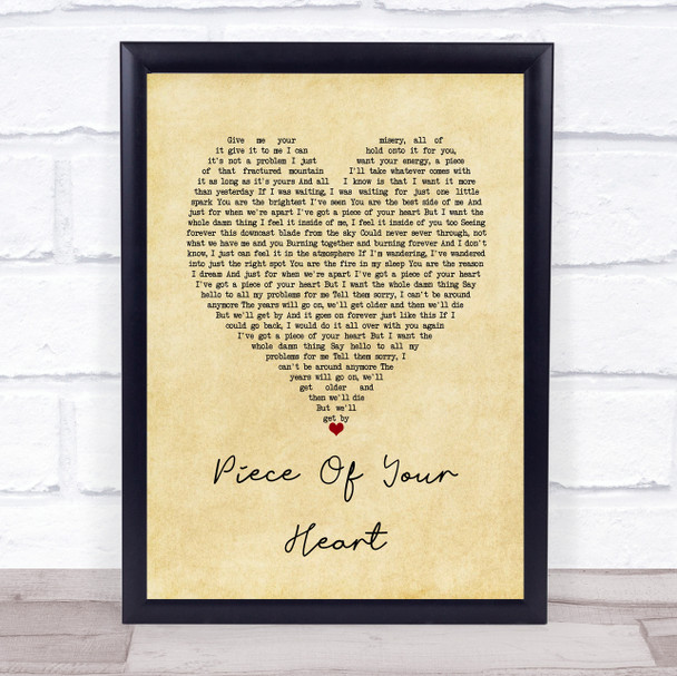 Mayday Parade Piece Of Your Heart Vintage Heart Song Lyric Wall Art Print