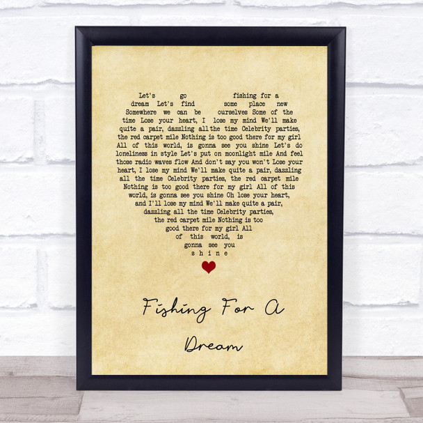 Turin Brakes Fishing For A Dream Vintage Heart Song Lyric Wall Art Print