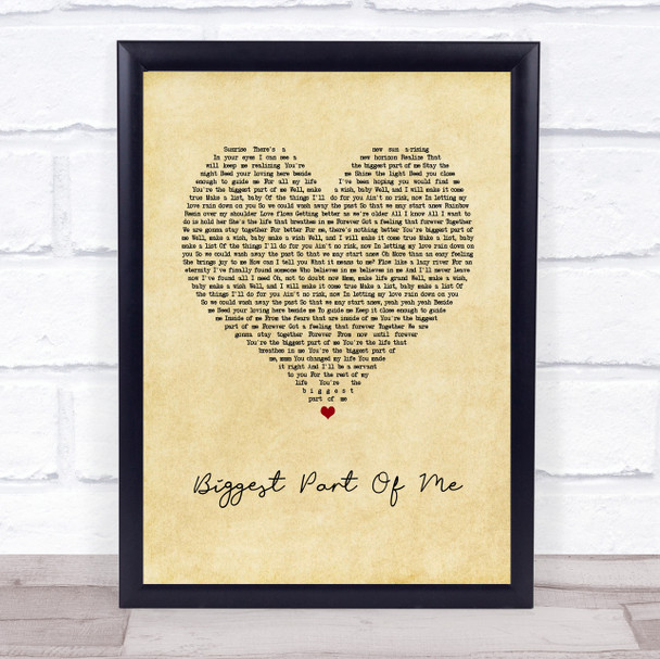 Ambrosia Biggest Part Of Me Vintage Heart Song Lyric Wall Art Print