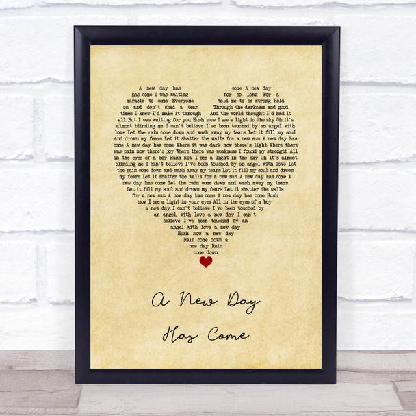 Celine Dion A New Day Has Come Vintage Heart Song Lyric Wall Art Print