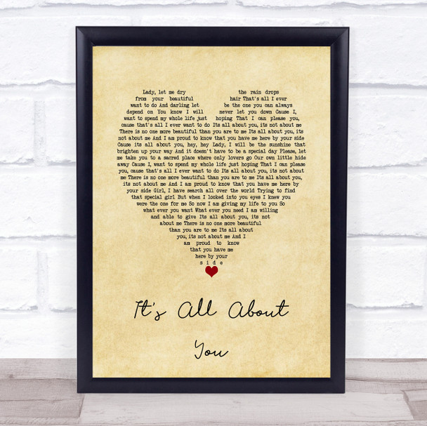 Luther Vandross It's All About You Vintage Heart Song Lyric Wall Art Print