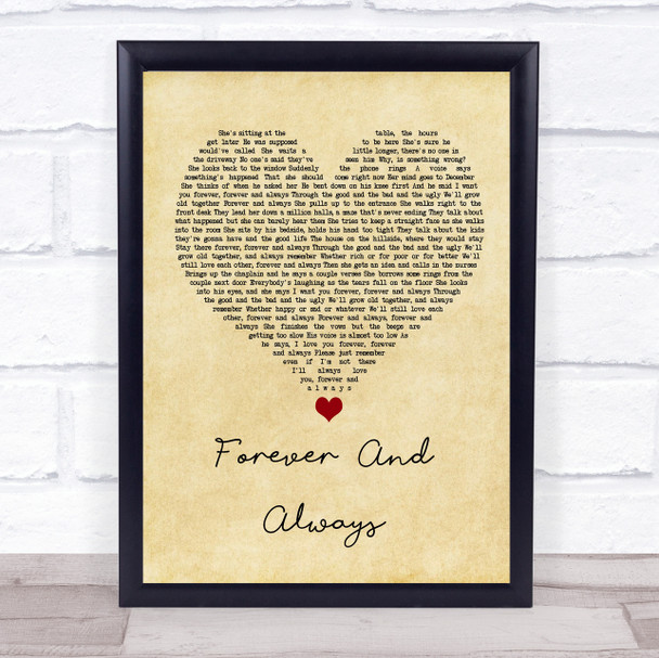 Parachute Forever And Always Vintage Heart Song Lyric Wall Art Print