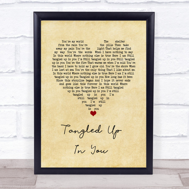 Aaron Lewis Tangled Up In You Vintage Heart Song Lyric Wall Art Print