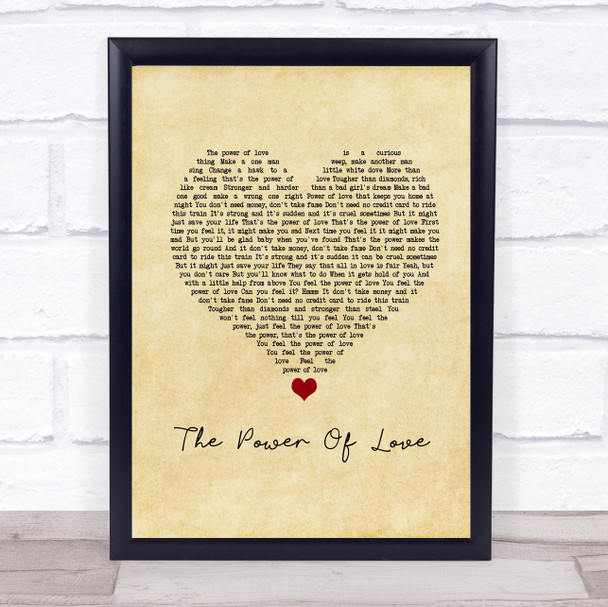 Huey Lewis & The News The Power Of Love Vintage Heart Song Lyric Wall Art Print