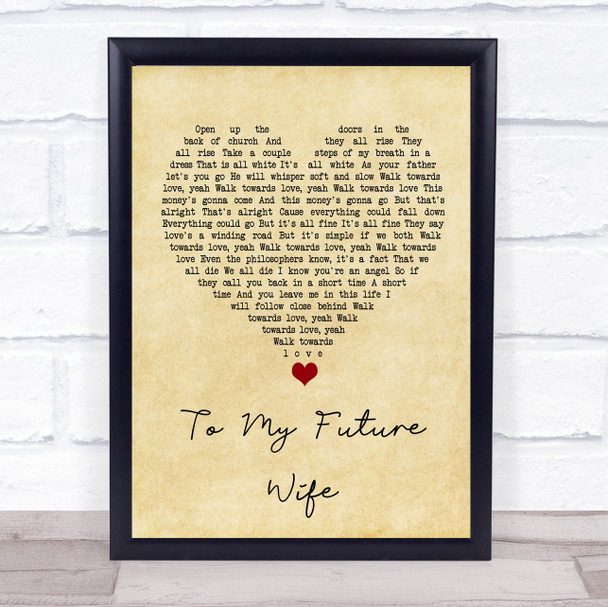 Jon Bellion To My Future Wife Vintage Heart Song Lyric Wall Art Print