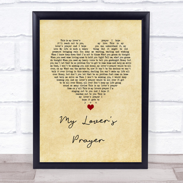 Otis Redding My Lover's Prayer Vintage Heart Song Lyric Wall Art Print
