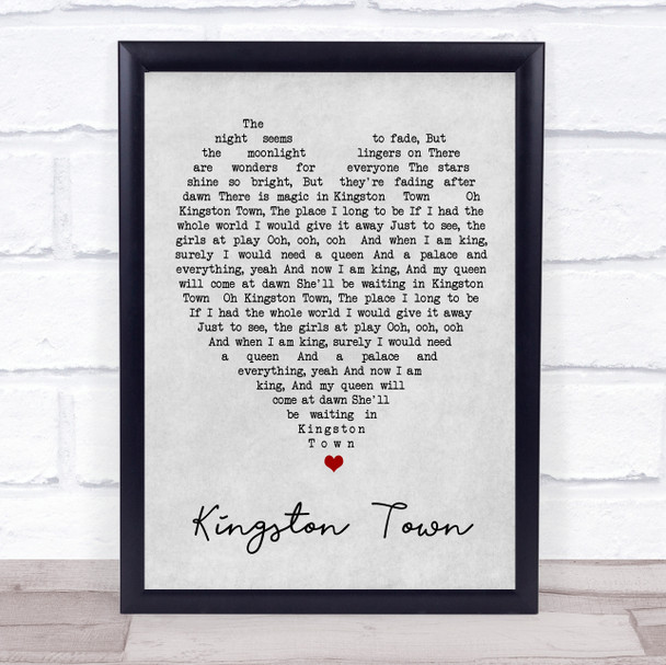 Kingston Town UB40 Grey Heart Song Lyric Music Wall Art Print