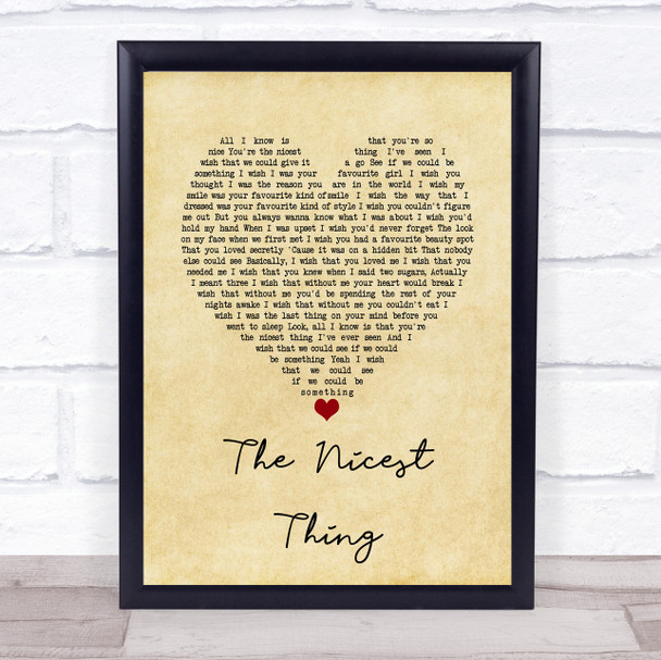Kate Nash The Nicest Thing Vintage Heart Song Lyric Wall Art Print