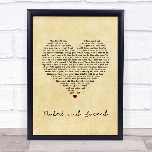 Maria Nayler Naked and Sacred Vintage Heart Song Lyric Wall Art Print