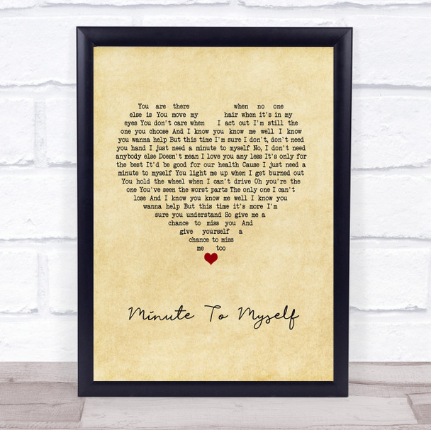 Tori Kelly Minute To Myself Vintage Heart Song Lyric Wall Art Print