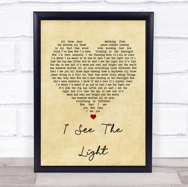 Jackie Evancho I See The Light Vintage Heart Song Lyric Wall Art Print