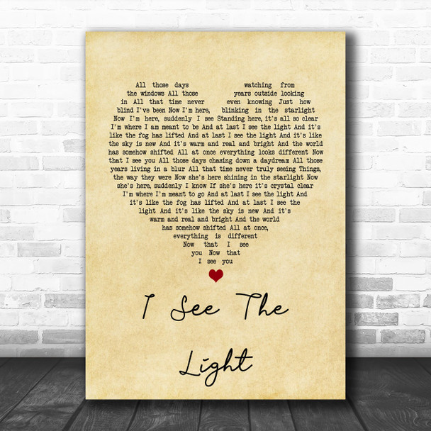 Jackie Evancho I See The Light Vintage Heart Song Lyric Wall Art Print