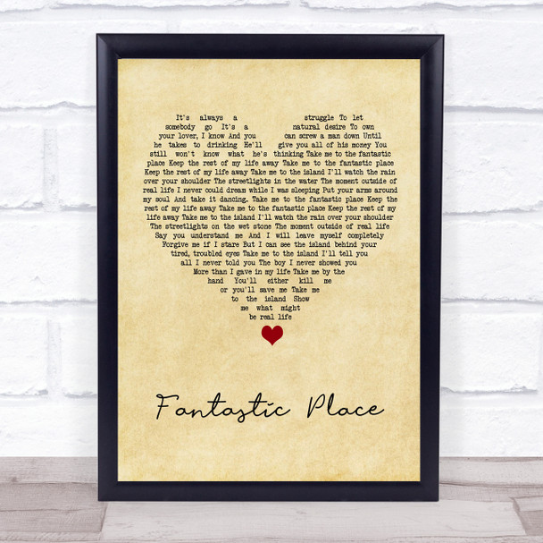 Marillion Fantastic Place Vintage Heart Song Lyric Wall Art Print