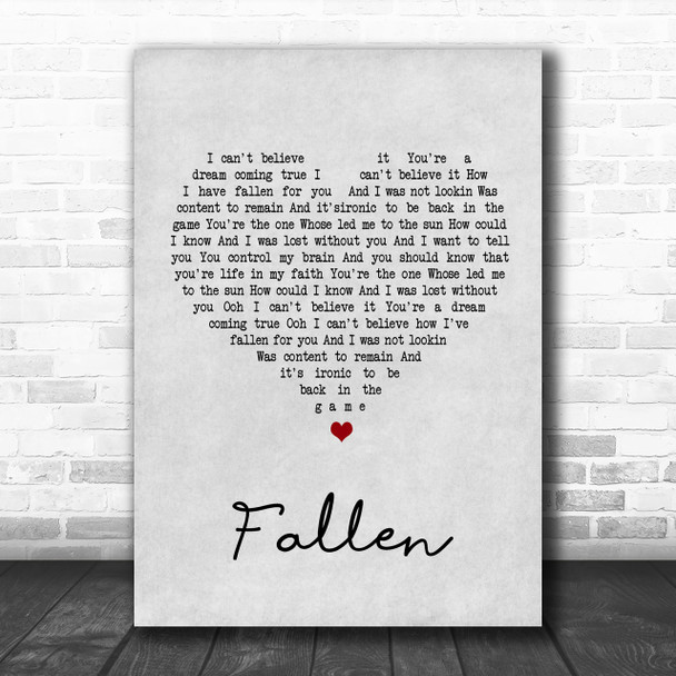 Lauren Wood Fallen Grey Heart Song Lyric Music Wall Art Print