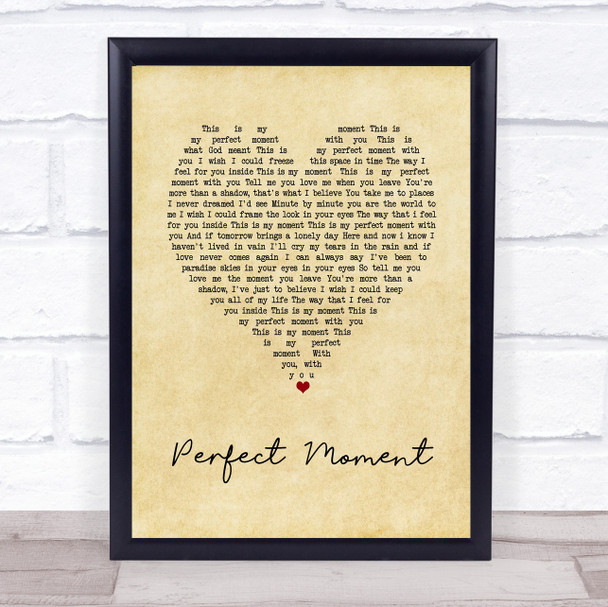 Martine McCutcheon Perfect Moment Vintage Heart Song Lyric Wall Art Print