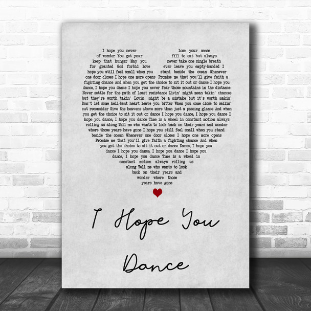 Lee Ann Womack I Hope You Dance Grey Heart Song Lyric Music Wall Art Print