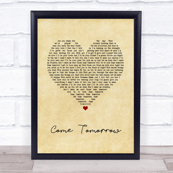 Barbra Streisand Come Tomorrow Vintage Heart Song Lyric Wall Art Print