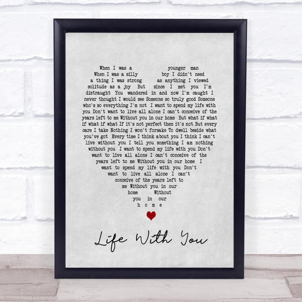 Life With You The Proclaimers Grey Heart Song Lyric Music Wall Art Print
