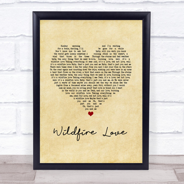 Hootie & The Blowfish Wildfire Love Vintage Heart Song Lyric Wall Art Print