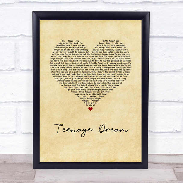 Katy Perry Teenage Dream Vintage Heart Song Lyric Wall Art Print