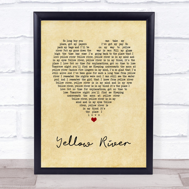 Christie Yellow River Vintage Heart Song Lyric Wall Art Print