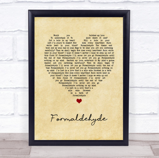 Editors Formaldehyde Vintage Heart Song Lyric Wall Art Print