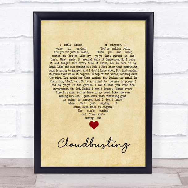 Kate Bush Cloudbusting Vintage Heart Song Lyric Wall Art Print