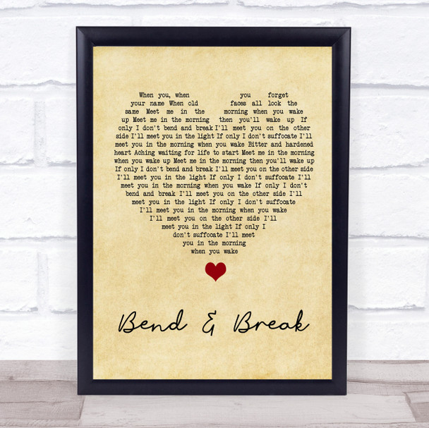 Keane Bend & Break Vintage Heart Song Lyric Wall Art Print