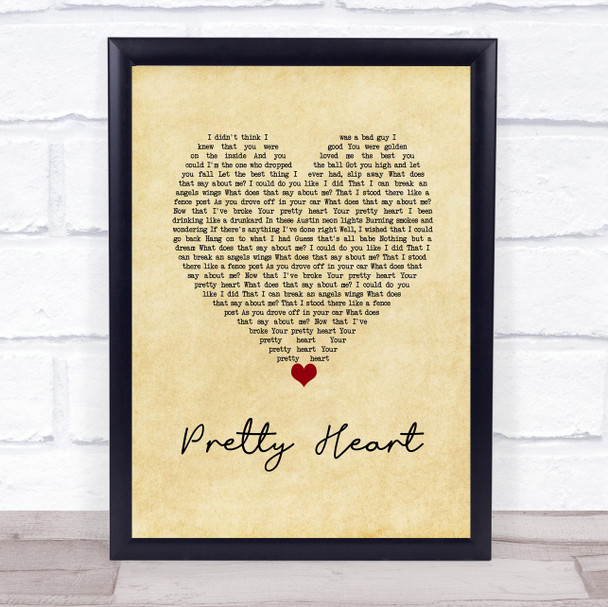 Parker McCollum Pretty Heart Vintage Heart Song Lyric Wall Art Print