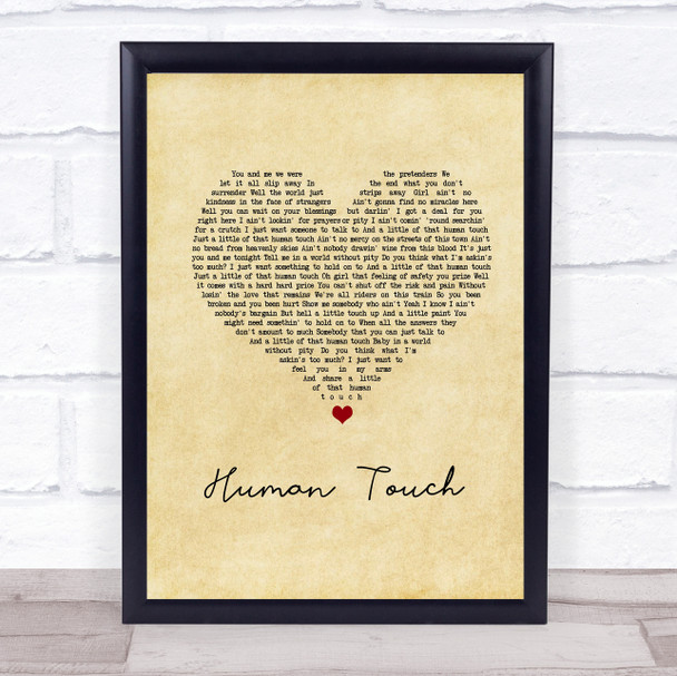 Bruce Springsteen Human Touch Vintage Heart Song Lyric Wall Art Print