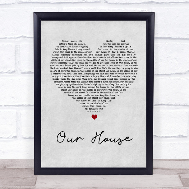 Madness Our House Grey Heart Song Lyric Music Wall Art Print