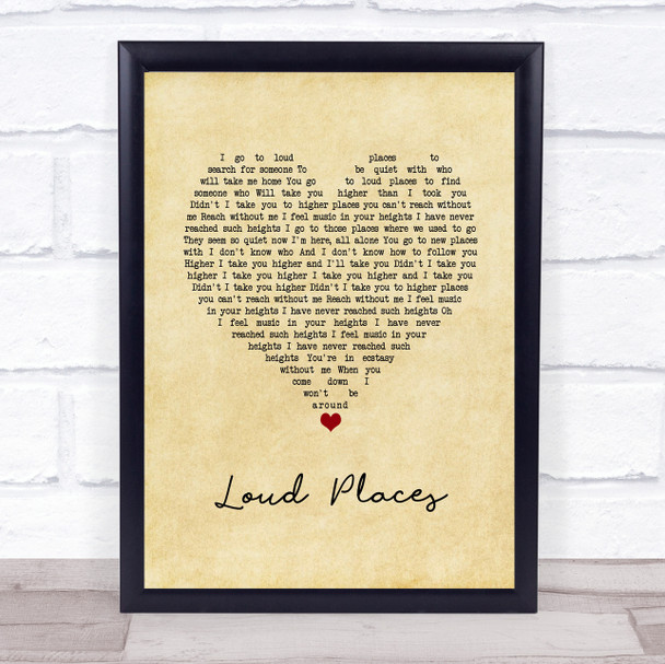 Jamie XX feat. Romy Loud Places Vintage Heart Song Lyric Wall Art Print