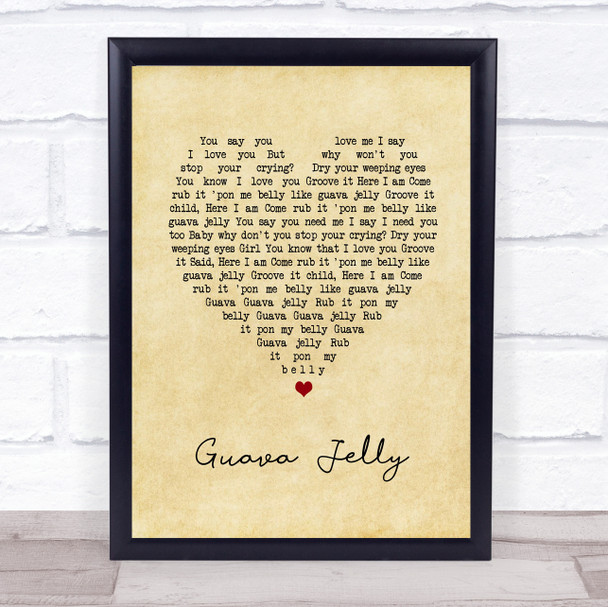 Johnny Nash Guava Jelly Vintage Heart Song Lyric Wall Art Print