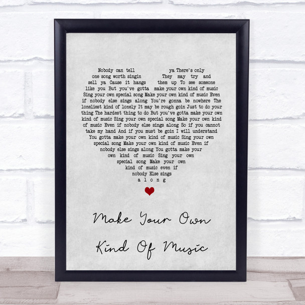 Mama Cass Elliot Make Your Own Kind Of Music Grey Heart Song Lyric Music Wall Art Print