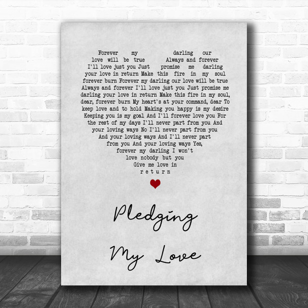 Marvin Gaye & Diana Ross Pledging My Love Grey Heart Song Lyric Music Wall Art Print