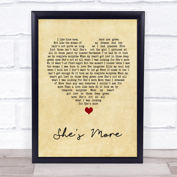 Andy Griggs She's More Vintage Heart Song Lyric Wall Art Print