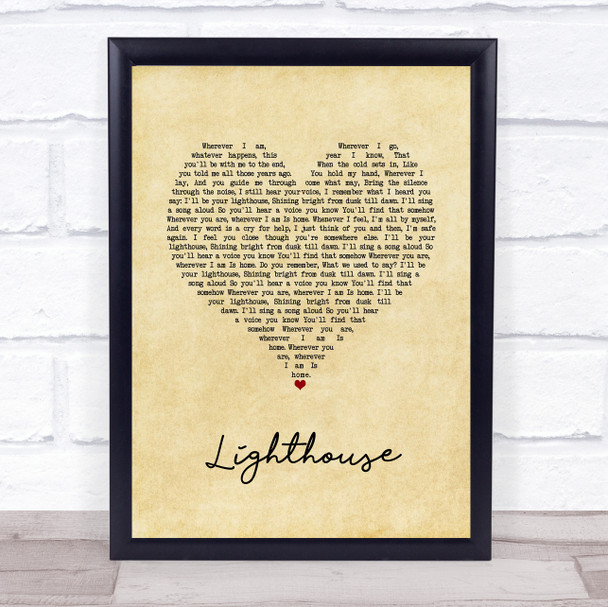Collabro Lighthouse Vintage Heart Song Lyric Wall Art Print