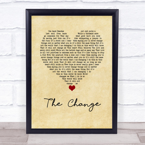 Garth Brooks The Change Vintage Heart Song Lyric Wall Art Print