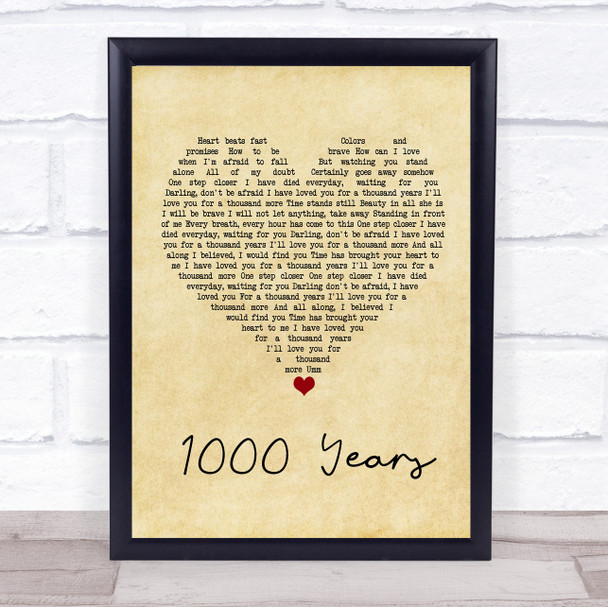 Isabella Breedlove 1000 Years Vintage Heart Song Lyric Wall Art Print