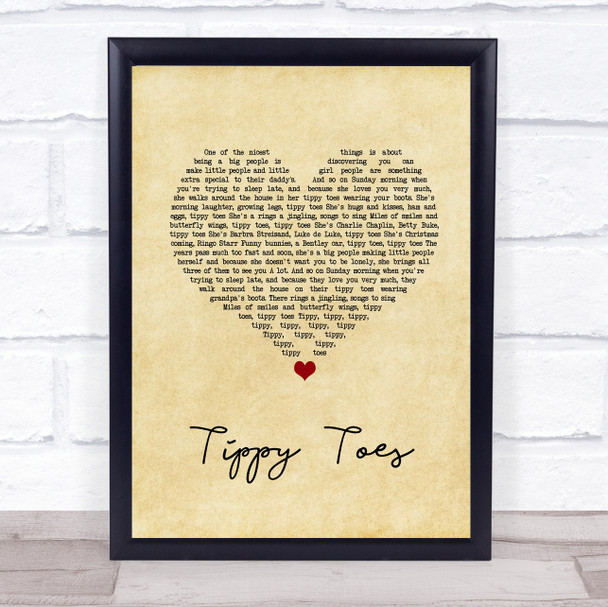 Nancy Sinatra & Lee Hazlewood Tippy Toes Vintage Heart Song Lyric Wall Art Print