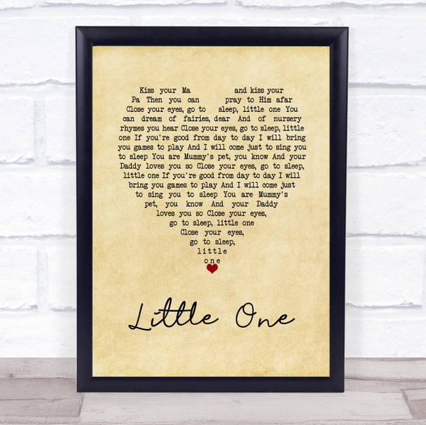 R. Hulme Little One Vintage Heart Song Lyric Wall Art Print