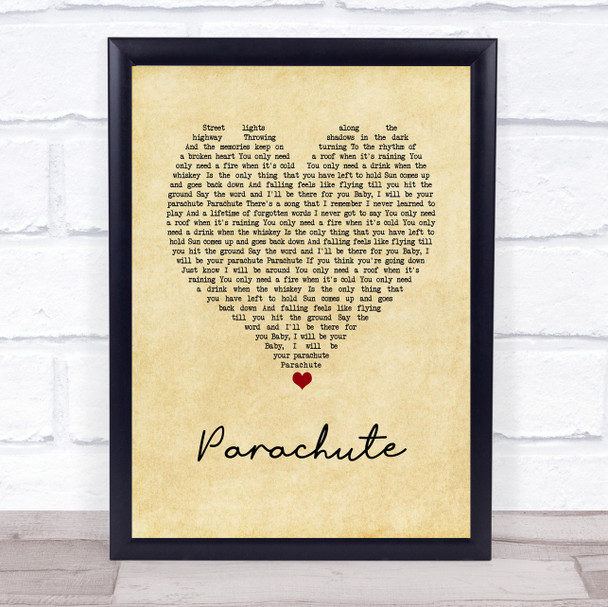 Chris Stapleton Parachute Vintage Heart Song Lyric Wall Art Print