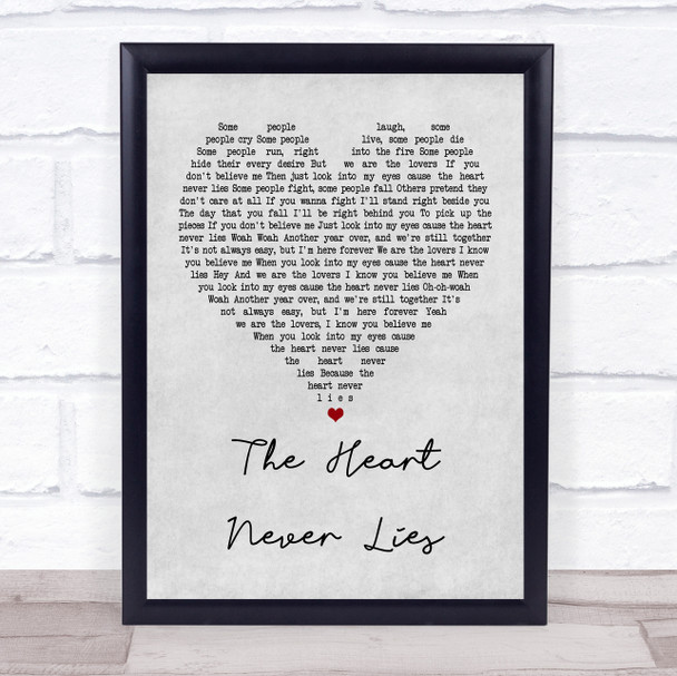 McFly The Heart Never Lies Grey Heart Song Lyric Music Wall Art Print